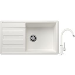 Blanco Legra XL 6 S zlewozmywak 86x50 cm z Silgranit biały z Blanco Mida bateria kuchenna stojąca Silgranit biały/chrom (523328;519418)
