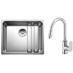 Zestaw Blanco Etagon 500-U zlewozmywak stalowy 54x44 cm z baterią kuchenną Oltens Lista stal polerowana/chrom (521841, 35202100)