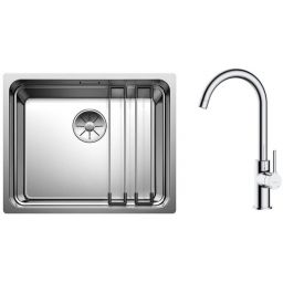Zestaw Blanco Etagon 500-U zlewozmywak stalowy 54x44 cm z baterią kuchenną Oltens Skafta stojąca chrom (521841, 35206100)