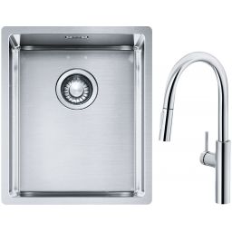 Franke Box BXX 210/110-34 zlewozmywak 38x45 cm stalowy z baterią kuchenną Pescara L Slide-In chrom (1270453653, 1150538940)