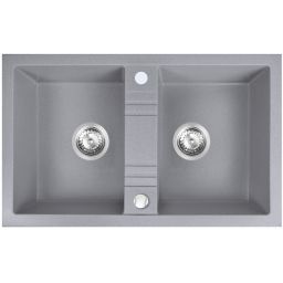 Ferro Mezzo II zlewozmywak granitowy 78x48 cm szary DRGM2/48/78GA