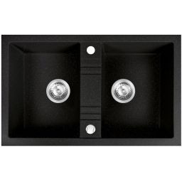 Ferro Mezzo II zlewozmywak granitowy 78x48 cm grafit shine DRGM2/48/78HA