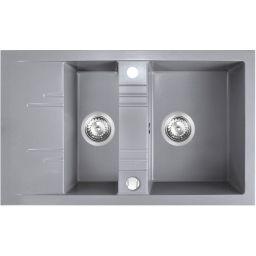 Ferro Mezzo II zlewozmywak granitowy 79x48 cm szary DRGM3/48/79GA