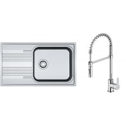 Zestaw Franke Smart SRL 611-86 XL zlewozmywak stalowy 86x50 cm z baterią kuchenną Oltens Duf len/chrom (1010368324, 35203100)