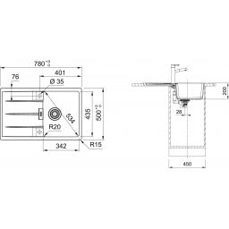 Franke Centro CNG 611-78 GSC zlewozmywak 78x50 cm Fragranite czarny mat 114.0687.318