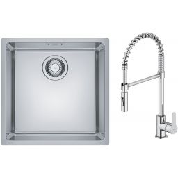 Zestaw Franke Maris MRX 110-40 zlewozmywak 40x40 cm z baterią kuchenną Oltens Duf stal szczotkowana/chrom (1220543995, 35203100)