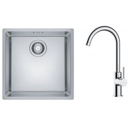 Zestaw Franke Maris MRX 110-40 zlewozmywak 40x40 cm z baterią kuchenną Oltens Skaft stal szczotkowana/chrom (1220543995, 35206100)