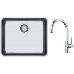 Zestaw Franke Aton ANX 110-48 zlewozmywak stalowy 51x43 cm z baterią Smart Glenda stal (122.0204.649, 115.0747.473)