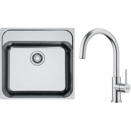 Zestaw Franke Smart SRX zlewozmywak stalowy 53x51 cm z baterią Smart Glenda stal (127.0720.295, 115.0747.473)