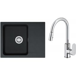 Zestaw Franke Orion OID 611-62 zlewozmywak 62x50 cm z baterią kuchenną Oltens Lista onyx/chrom (1140286441, 35202100)