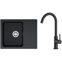 Zestaw Franke Orion OID 611-62 zlewozmywak 62x50 cm z baterią kuchenną Oltens Skafta onyx/czarny mat (1140286441, 35206300)