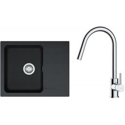 Zestaw Franke Orion OID 611-62 zlewozmywak 62x50 cm z baterią kuchenną Oltens Litla onyx/chrom (1140286441, 35204100)