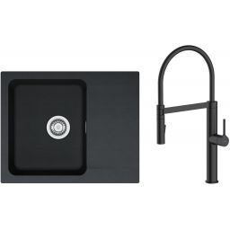 Zestaw Franke Orion OID 611-62 zlewozmywak 62x50 cm z baterią kuchenną Oltens Borga onyx/czarny mat (1140286441, 35207300)