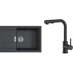 Zestaw Franke Sirius 2.0 S2D 611-78 XL zlewozmywak 78x50 cm z baterią kuchenną Oltens Myvat onyx/czarny mat (1430618577, 35205300)