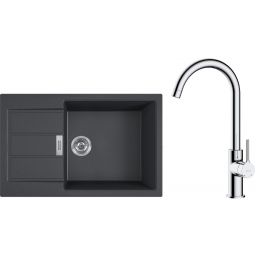 Zestaw Franke Sirius 2.0 S2D 611-78 XL zlewozmywak 78x50 cm z baterią kuchenną Oltens Skafta onyx/chrom (1430618577, 35206100)
