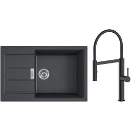 Zestaw Franke Sirius 2.0 S2D 611-78 XL zlewozmywak 78x50 cm z baterią kuchenną Oltens Borga onyx/czarny mat (1430618577, 35207300)