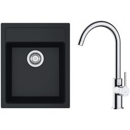 Zestaw Franke Sirius SID 610-40 zlewozmywak 43x53 cm z baterią kuchenną Oltens Skafta onyx/chrom (1140496104, 35206100)
