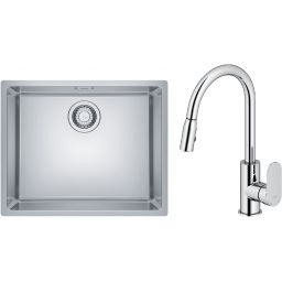 Zestaw Franke Maris 110-50 zlewozmywak stalowy 50x40 cm z baterią kuchenną Oltens Lista jedwab/chrom (1220543996, 35202100)