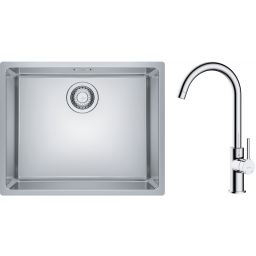 Zestaw Franke Maris 110-50 zlewozmywak stalowy 50x40 cm z baterią kuchenną Oltens Skafta jedwab/chrom (1220543996, 35206100)