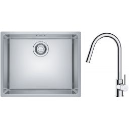 Zestaw Franke Maris 110-50 zlewozmywak stalowy 50x40 cm z baterią kuchenną Oltens Litla jedwab/chrom (1220543996, 35204100)