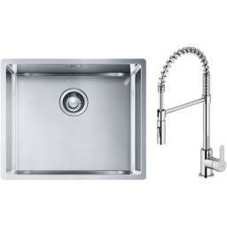 Zestaw Franke Box BXX 210/110-50 zlewozmywak stalowy 54x45 cm z baterią kuchenną Oltens Duf stal/chrom (1270453656, 35203100)