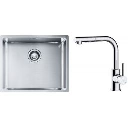 Zestaw Franke Box BXX 210/110-50 zlewozmywak stalowy 54x45 cm z baterią kuchenną Oltens Myvat stal/chrom (1270453656, 35205100)