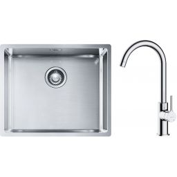 Zestaw Franke Box BXX 210/110-50 zlewozmywak stalowy 54x45 cm z baterią kuchenną Oltens Skafta stal/chrom (1270453656, 35206100)