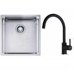 Franke Box BXX 210/110-40 zlewozmywak 45x44 cm stalowy z baterią kuchenną Lina onyx (1270453654, 1150626020)
