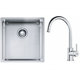 Franke Box BXX 210/110-40 zlewozmywak 45x44 cm stalowy z baterią kuchenną Lina chrom (1270453654, 1150693228)