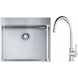 Franke Box BXX 210-54 TL zlewozmywak 57x51 cm stalowy z baterią kuchenną Lina chrom (1270369295, 1150693228)