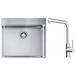 Franke Box BXX 210-54 TL zlewozmywak 57x51 cm stalowy z baterią kuchenną Lina chrom (1270369295, 1150712420)