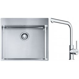 Franke Box BXX 210-54 TL zlewozmywak 57x51 cm stalowy z baterią kuchenną Lina chrom (1270369295, 1150693230)
