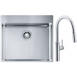 Franke Box BXX 210-54 TL zlewozmywak 57x51 cm stalowy z baterią kuchenną Pescara L Slide-In chrom (1270369295, 1150538940)