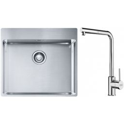 Franke Box BXX 210-54 TL zlewozmywak 57x51 cm stalowy z baterią kuchenną Sirius Side chrom (1270369295, 1150668280)