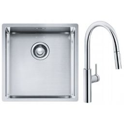Franke Box BXX 210/110-40 zlewozmywak 45x44 cm stalowy z baterią kuchenną Pescara L Slide-In chrom (1270453654, 1150538940)