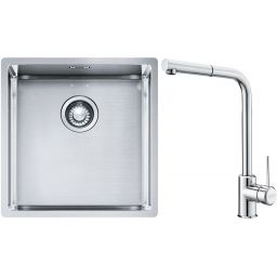 Franke Box BXX 210/110-40 zlewozmywak 45x44 cm stalowy z baterią kuchenną Sirius Side chrom (1270453654, 1150668280)