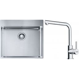 Franke Box BXX 210-54 TL zlewozmywak 57x51 cm stalowy z baterią kuchenną Lina chrom (1270369295, 1150712420)