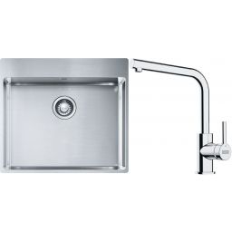 Franke Box BXX 210-54 TL zlewozmywak 57x51 cm stalowy z baterią kuchenną Lina chrom (1270369295, 1150693230)