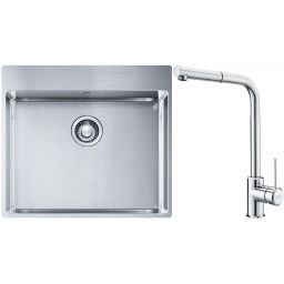 Franke Box BXX 210-54 TL zlewozmywak 57x51 cm stalowy z baterią kuchenną Sirius Side chrom (1270369295, 1150668280)