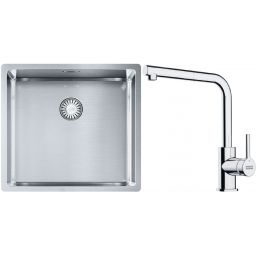 Franke Box BXX 210/110-45 zlewozmywak 49x45 cm stalowy z baterią kuchenną Lina chrom (1270453655, 1150712420)