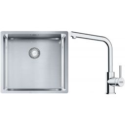 Franke Box BXX 210/110-45 zlewozmywak 49x45 cm stalowy z baterią kuchenną Lina chrom (1270453655, 1150693230)
