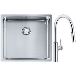 Franke Box BXX 210/110-45 zlewozmywak 49x45 cm stalowy z baterią kuchenną Pescara L Slide-In chrom (1270453655, 1150538940)