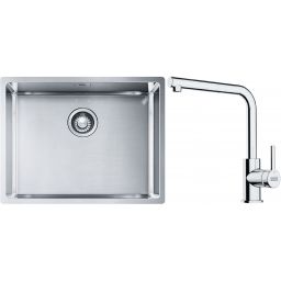 Franke Box BXX 110-54/ BXX 210-54 zlewozmywak 58x45 cm stalowy z baterią kuchenną Lina chrom (1270453660, 1150712420)