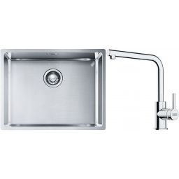 Franke Box BXX 110-54/ BXX 210-54 zlewozmywak 58x45 cm stalowy z baterią kuchenną Lina chrom (1270453660, 1150712420)