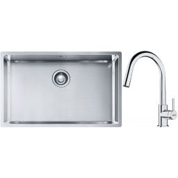 Franke Box BXX 210/110-68 zlewozmywak 72,5x45 cm stalowy z baterią kuchenną Lina chrom (1270453658, 1150693229)