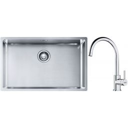 Franke Box BXX 210/110-68 zlewozmywak 72,5x45 cm stalowy z baterią kuchenną Lina chrom (1270453658, 1150693228)