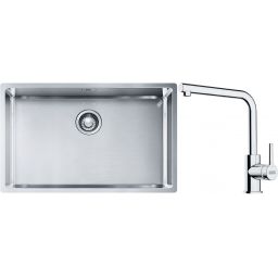 Franke Box BXX 210/110-68 zlewozmywak 72,5x45 cm stalowy z baterią kuchenną Lina chrom (1270453658, 1150712420)