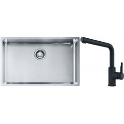 Franke Box BXX 210/110-68 zlewozmywak 72,5x45 cm stalowy z baterią kuchenną Urban czarny mat (1270453658, 1150627523)
