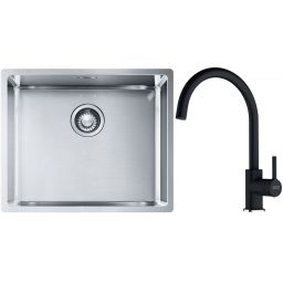 Franke Box BXX 110-50/BXX 210-50 zlewozmywak 54x45 cm stalowy z baterią kuchenną Lina onyx (1270453656, 1150626020)