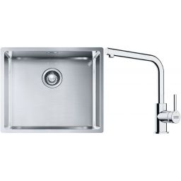 Franke Box BXX 110-50/BXX 210-50 zlewozmywak 54x45 cm stalowy z baterią kuchenną Lina chrom (1270453656, 1150693230)
